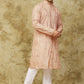 Bluesaanchi Men's Cotton Zari Embroidered Kurta Set - Peach Cream | Swadesiicart