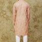 Bluesaanchi Men's Cotton Zari Embroidered Kurta Set - Peach Cream | Swadesiicart