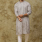 Bluesaanchi Men's Cotton Zari Embroidered Kurta Set - Grey | Swadesiicart
