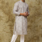 Bluesaanchi Men's Cotton Zari Embroidered Kurta Set - Grey | Swadesiicart