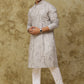 Bluesaanchi Men's Cotton Zari Embroidered Kurta Set - Grey | Swadesiicart