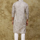 Bluesaanchi Men's Cotton Zari Embroidered Kurta Set - Grey | Swadesiicart