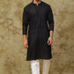 Bluesaanchi Men's Cotton Zari Embroidered Kurta Set - Black | Swadesiicart