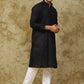 Bluesaanchi Men's Cotton Zari Embroidered Kurta Set - Black | Swadesiicart