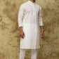 Bluesaanchi Men's Cotton Zari Embroidered Kurta Set - White | Swadesiicart