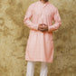 Bluesaanchi Men's Cotton Embroidered Kurta Set - Pink Sun Boota | Swadesiicart
