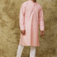 Bluesaanchi Men's Cotton Embroidered Kurta Set - Pink Sun Boota | Swadesiicart