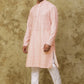 Bluesaanchi Men's Cotton Embroidered Kurta Set - Pink Sun Boota | Swadesiicart