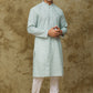 Bluesaanchi Men's Chikankari Embroidered Kurta Set - Light Green | Swadesiicart