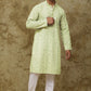 Bluesaanchi Men's Chikankari Embroidered Kurta Set - Lemon Yellow | Swadesiicart