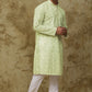 Bluesaanchi Men's Chikankari Embroidered Kurta Set - Lemon Yellow | Swadesiicart