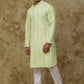 Bluesaanchi Men's Chikankari Embroidered Kurta Set - Lemon Yellow | Swadesiicart