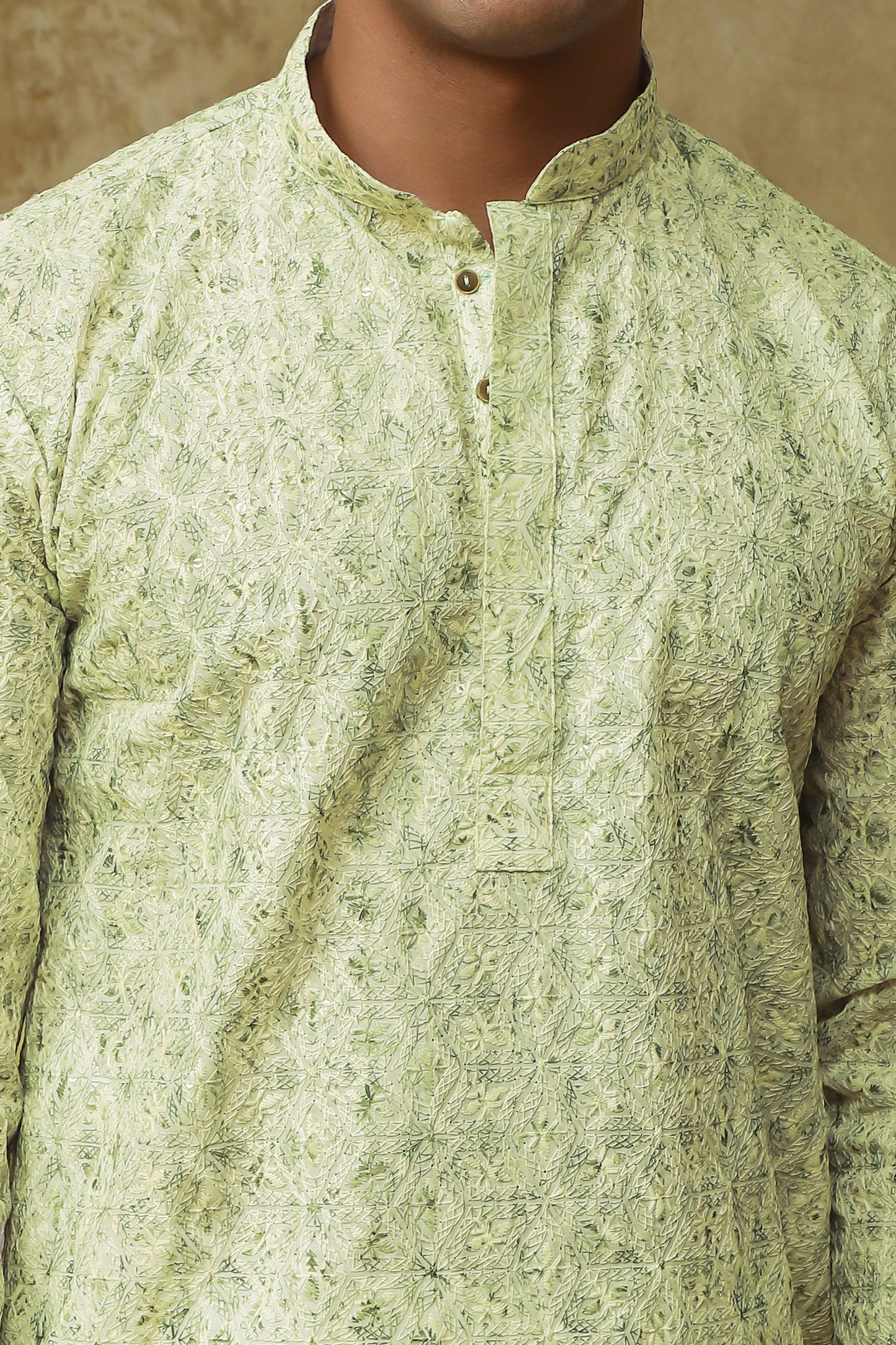 Bluesaanchi Men's Chikankari Embroidered Kurta Set - Lemon Yellow | Swadesiicart