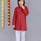 Bluesaanchi Red Chikankari Embroidery Kids Kurta Set – Elegant & Classic for Your Little One | Swadesiicart
