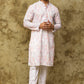 Bluesaanchi Men's Chikankari Embroidered Kurta Set - White & Pink | Swadesiicart