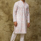 Bluesaanchi Men's Chikankari Embroidered Kurta Set - White & Pink | Swadesiicart