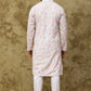 Bluesaanchi Men's Chikankari Embroidered Kurta Set - White & Pink | Swadesiicart