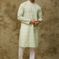 Bluesaanchi Men's Chikankari Embroidered Kurta Set - Green White | Swadesiicart