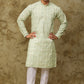 Bluesaanchi Men's Chikankari Embroidered Kurta Set - Green White | Swadesiicart