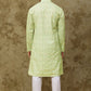Bluesaanchi Men's Chikankari Embroidered Kurta Set - Green White | Swadesiicart