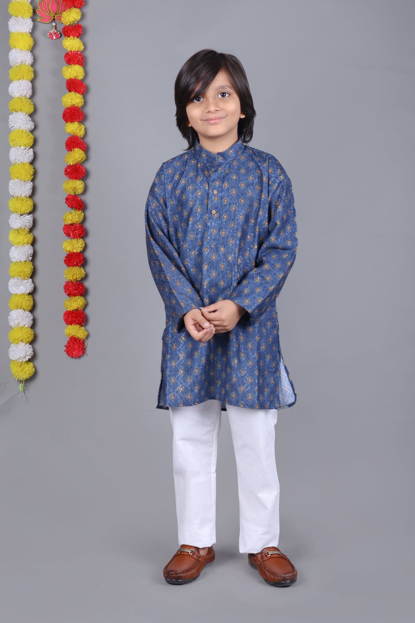Bluesaanchi Blue Printed Kurta Set – Elegant & Classic for Your Little One | Swadesiicart