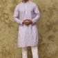 Bluesaanchi Men's Cotton Embroidered Kurta Set - Purple Floral | Swadesiicart