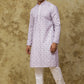 Bluesaanchi Men's Cotton Embroidered Kurta Set - Purple Floral | Swadesiicart