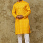 Bluesaanchi Men's Cotton Embroidered Kurta Set - Mustard | Swadesiicart