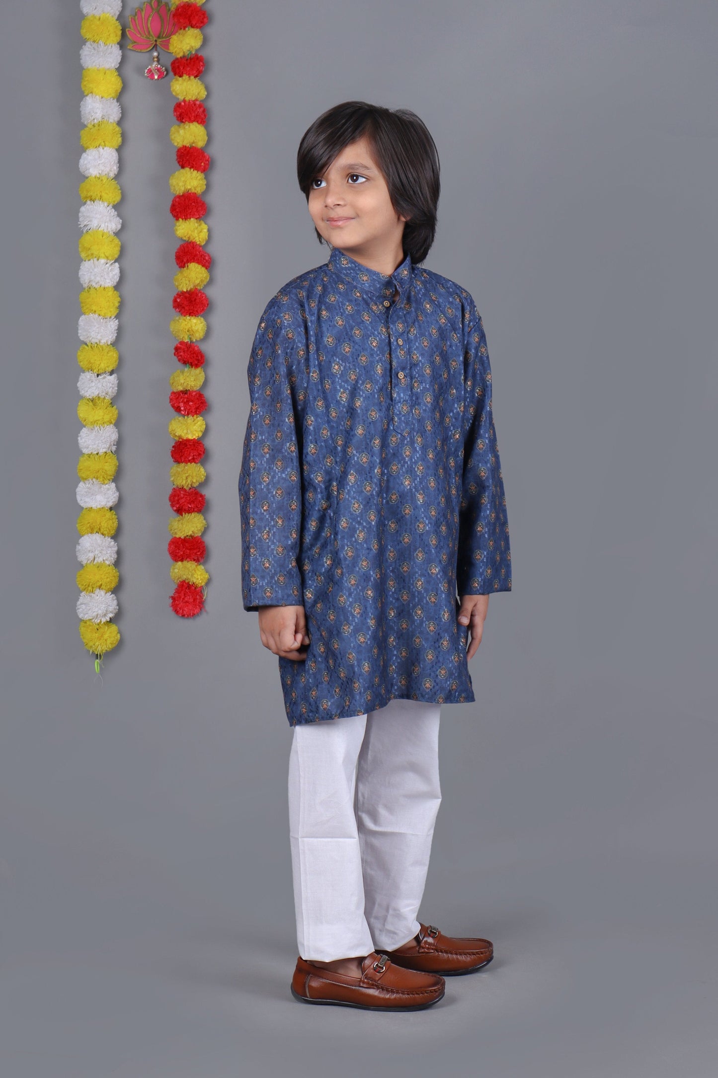 Bluesaanchi Blue Printed Kurta Set – Elegant & Classic for Your Little One | Swadesiicart