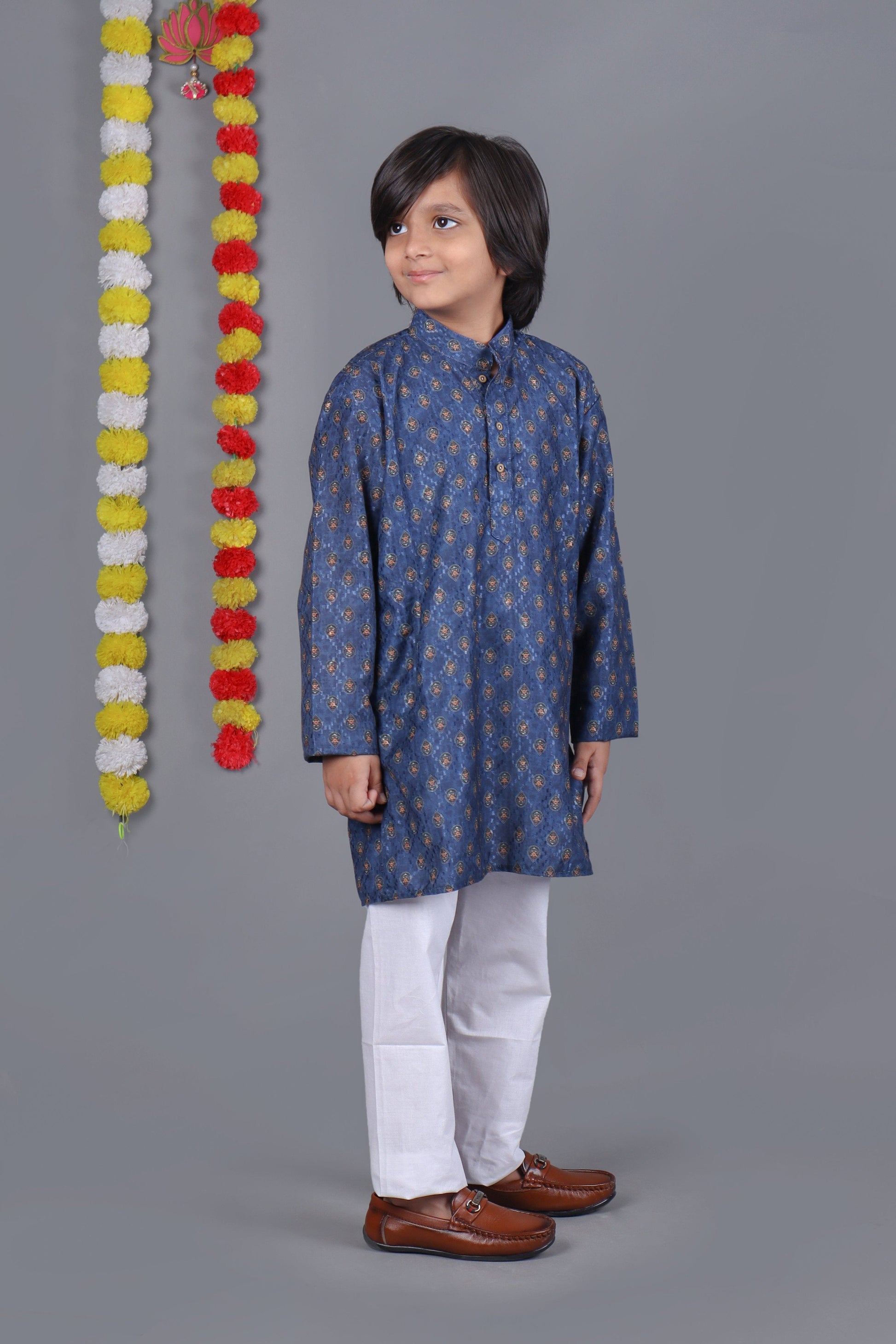 Bluesaanchi Blue Printed Kurta Set – Elegant & Classic for Your Little One | Swadesiicart