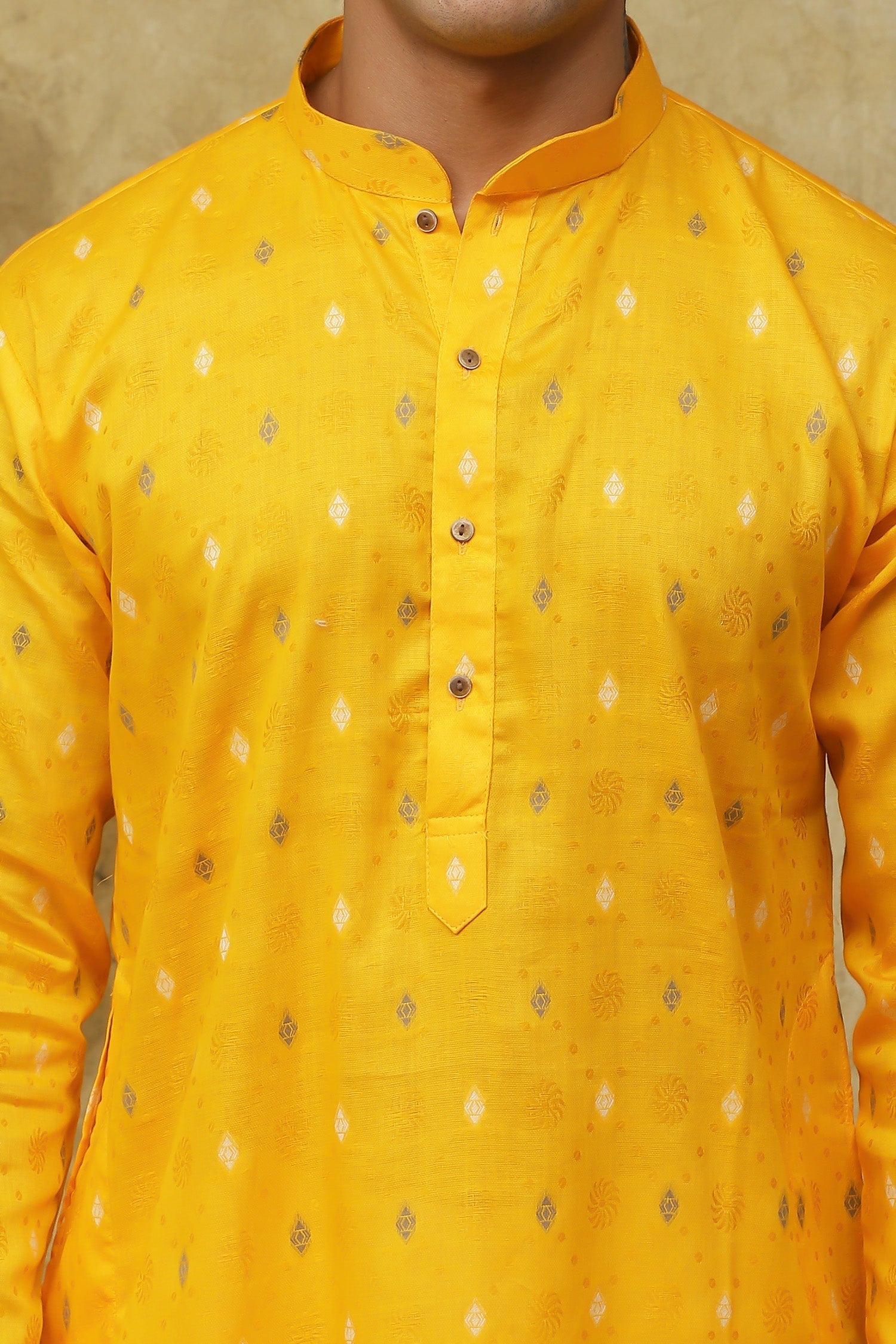 Bluesaanchi Men's Cotton Embroidered Kurta Set - Mustard | Swadesiicart