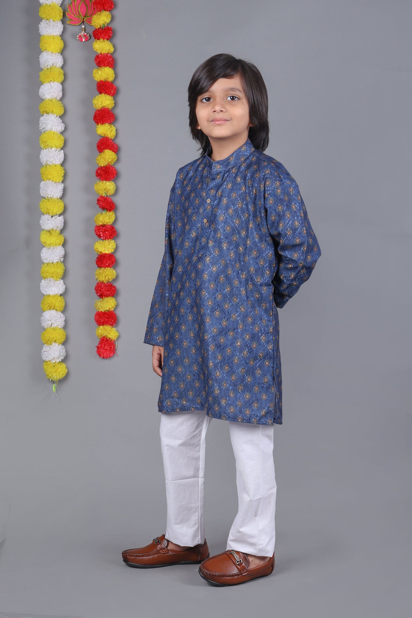 Bluesaanchi Blue Printed Kurta Set – Elegant & Classic for Your Little One | Swadesiicart