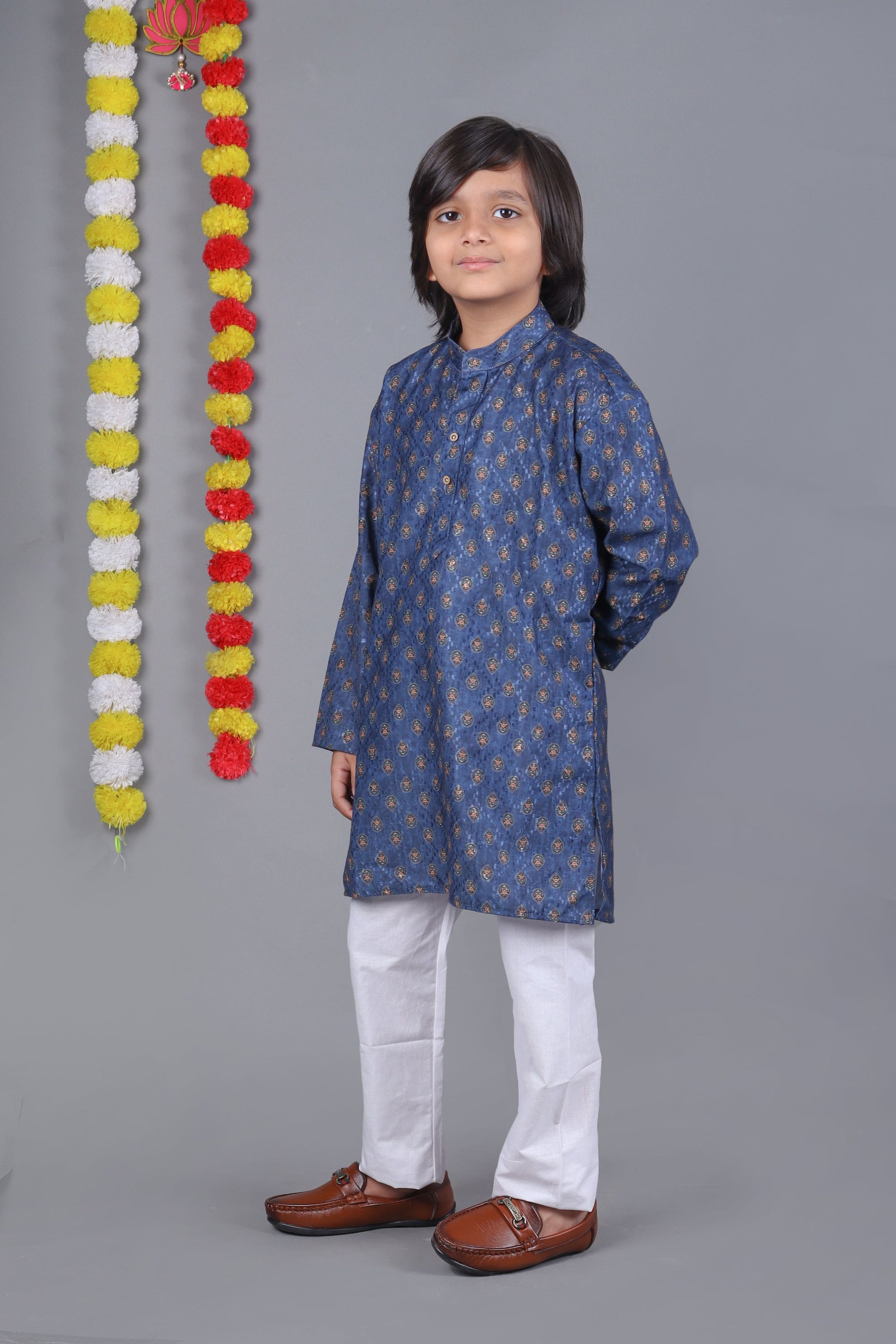 Bluesaanchi Blue Printed Kurta Set – Elegant & Classic for Your Little One | Swadesiicart