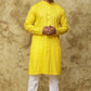Bluesaanchi Men's Cotton Embroidered Kurta Set - Yellow Boota | Swadesiicart