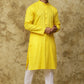 Bluesaanchi Men's Cotton Embroidered Kurta Set - Yellow Boota | Swadesiicart