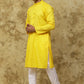 Bluesaanchi Men's Cotton Embroidered Kurta Set - Yellow Boota | Swadesiicart