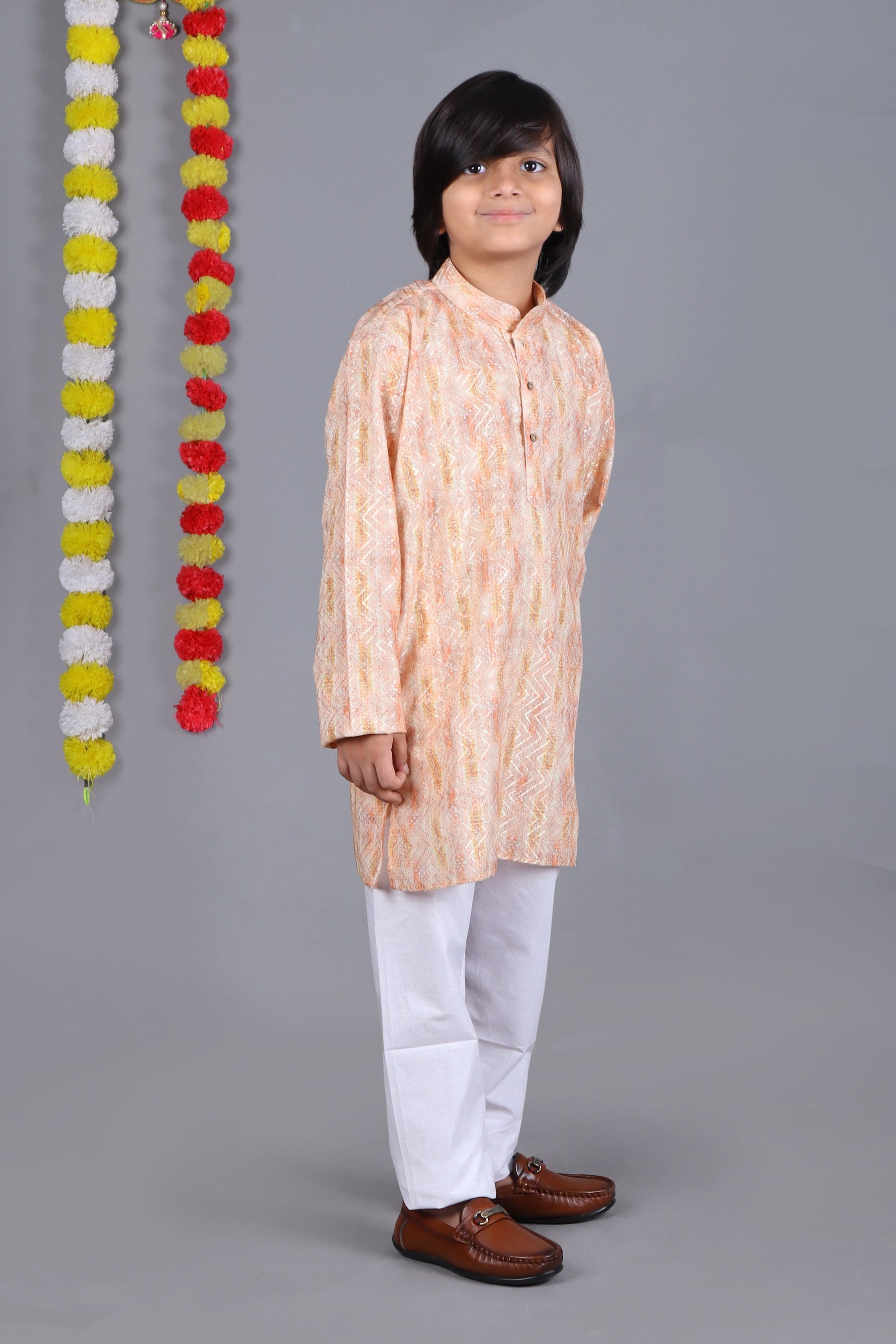 Bluesaanchi Dark Cream Printed Kurta Set – Elegant & Classic for Your Little One | Swadesiicart