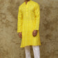 Bluesaanchi Men's Cotton Printed Kurta Set - Yellow Geometric | Swadesiicart