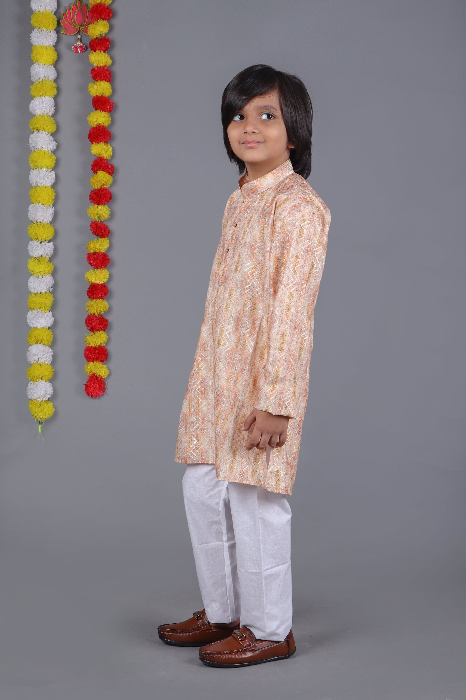 Bluesaanchi Dark Cream Printed Kurta Set – Elegant & Classic for Your Little One | Swadesiicart