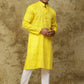 Bluesaanchi Men's Cotton Printed Kurta Set - Yellow Geometric | Swadesiicart