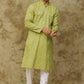 Bluesaanchi Men's Mehendi Brick Zigzag Embroidered Kurta Set | Swadesiicart