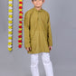 Bluesaanchi Mehendi Green Chikankari Embroidery Kurta Set – Elegant & Classic for Your Little One | Swadesiicart
