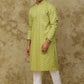 Bluesaanchi Men's Mehendi Brick Zigzag Embroidered Kurta Set | Swadesiicart