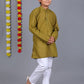 Bluesaanchi Mehendi Green Chikankari Embroidery Kurta Set – Elegant & Classic for Your Little One | Swadesiicart