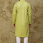 Bluesaanchi Men's Mehendi Brick Zigzag Embroidered Kurta Set | Swadesiicart