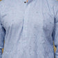 Bluesaanchi Men's Linen Threadwork Kurta Set - Blue | Swadesiicart