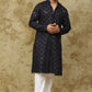 Bluesaanchi Men's Black Zigzag Sequin Kurta Set | Swadesiicart