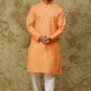 Bluesaanchi Men's Cotton Striped Kurta Set - Orange | Swadesiicart