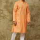 Bluesaanchi Men's Cotton Striped Kurta Set - Orange | Swadesiicart