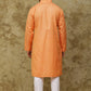 Bluesaanchi Men's Cotton Striped Kurta Set - Orange | Swadesiicart